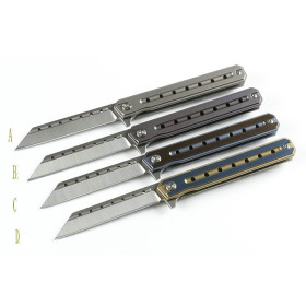 D2 Blade Swordsman Titanium Alloy Handle Folding Knife Portable Multi-function Outdoor Multipurpose Pocket Knife UD405244